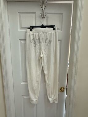 Juicy Couture White jogger pants with rhinestones